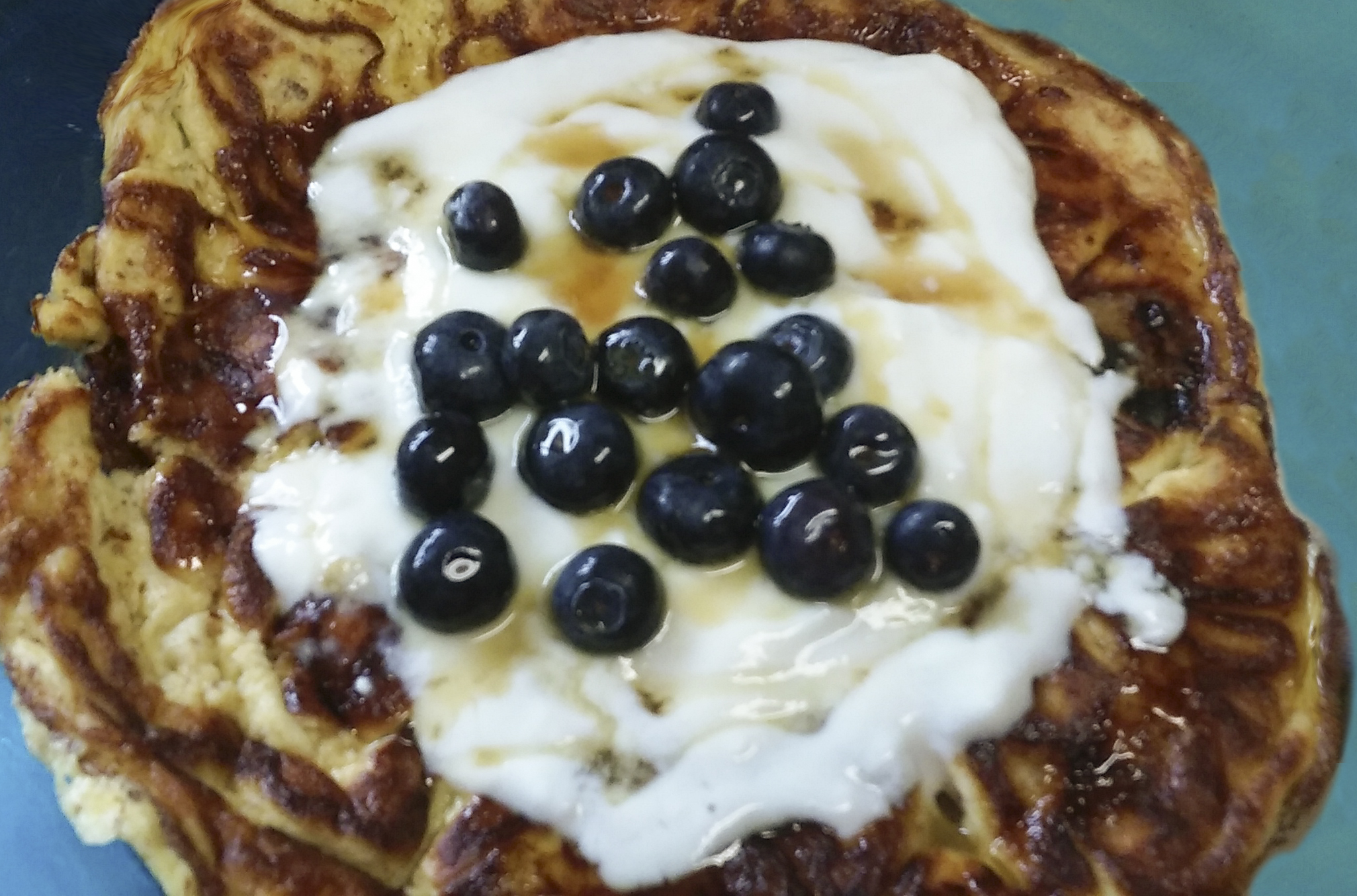 Almond Flour Banana Pancakes with Blueberries on Top