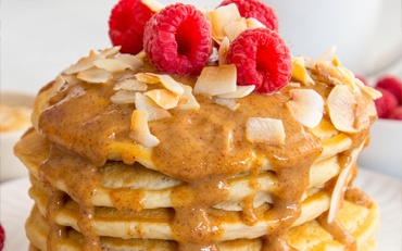 Pancakes drizzled with Almond Butter