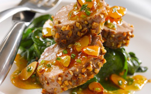 Almond Apricot Sauce on Pork Medallions