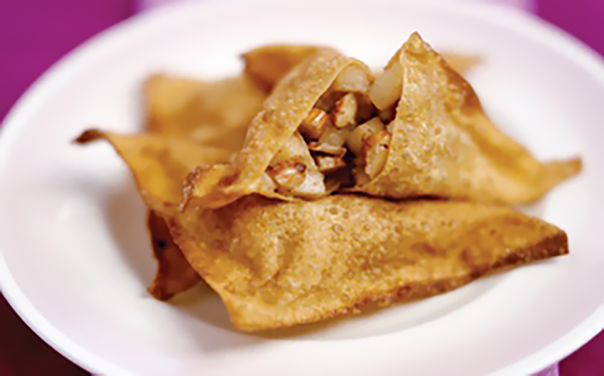 Five Spice Apple and Almond Wontons