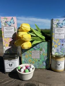 3 different flavors of farmhouse Biscuits, the Two English Ladies Tea, and Maisie Jane's Creme Peppermints.