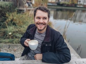 man drinking coffee