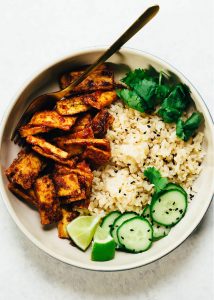 Sticky Spicy Almond Butter Tofu